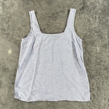 Tahari 100 % Hemp Women's Square Neck Powder Blue Tank Top Darts at Bust XS