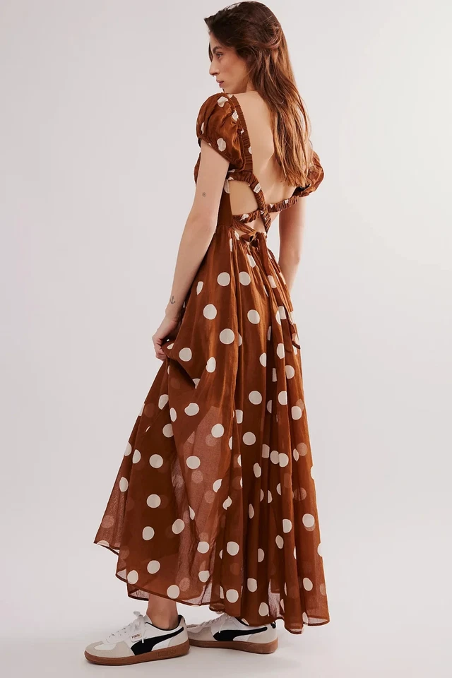 Free People ультрафиолетовое платье дуб XS 2 женщин со сборками в горошек макси новый 44593 - Изображение 2 из 4