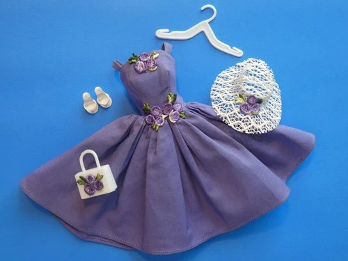 Vintage Barbie-Clone "Very Violet" Blue-Purple Sundress + Hong Kong Accessories