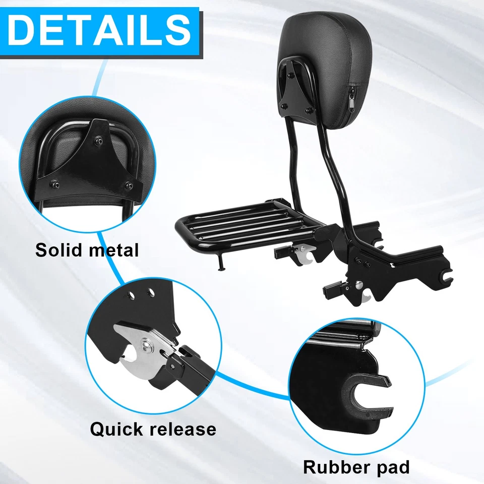 Rear Backrest Sissy Bar with Luggage Rack For Harley Softail FLHC FXBB FXST 18+ - Image 2 of 4