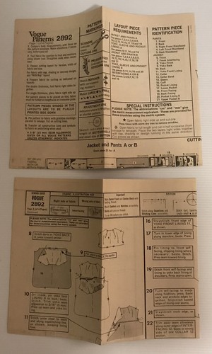 Vogue 2892 Vintage 70s Sewing Pattern by Chuck Howard Jacket Pants Size: 10 - Picture 8 of 11