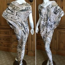 Alexander McQueen Spring 2009 Wood grain Draped Batwing Long Dress. Sz S