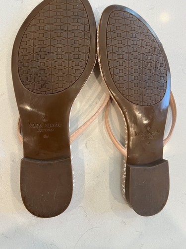 Kate Spade New York Women's Pink Nude Leather Mystic Bow Slide Thong Sandals 9 - Picture 5 of 7