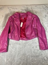 Glam Hot Pink Cropped Zipper Jacket Nwt