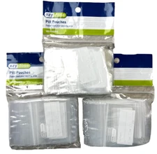 PILL POUCH Zipper-sealed  w/ WRITING BLOCK 100 pouches / bag  ( 3 bags  )