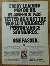 1992 CASTROL GTX 20W-50 Motor Oil Magazine Ad - For Todays Small Cars