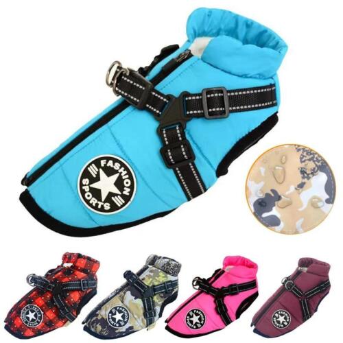 Pet Dog Jacket with Harness Winter Warm Dog Clothes for Labrador Waterproof nice - Picture 1 of 17