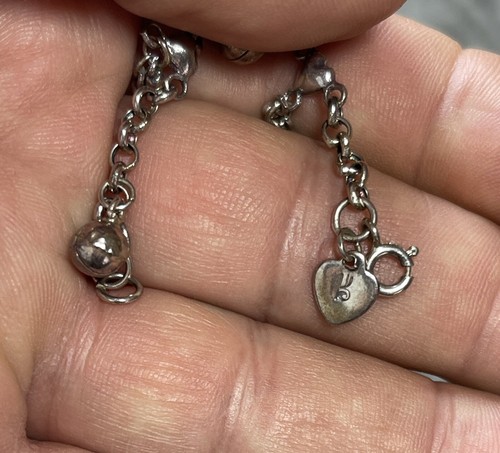 VTG Sterling Silver Bracelet Jingle Bells Beaded Charm Bracelet !! Signed !! - Picture 10 of 10