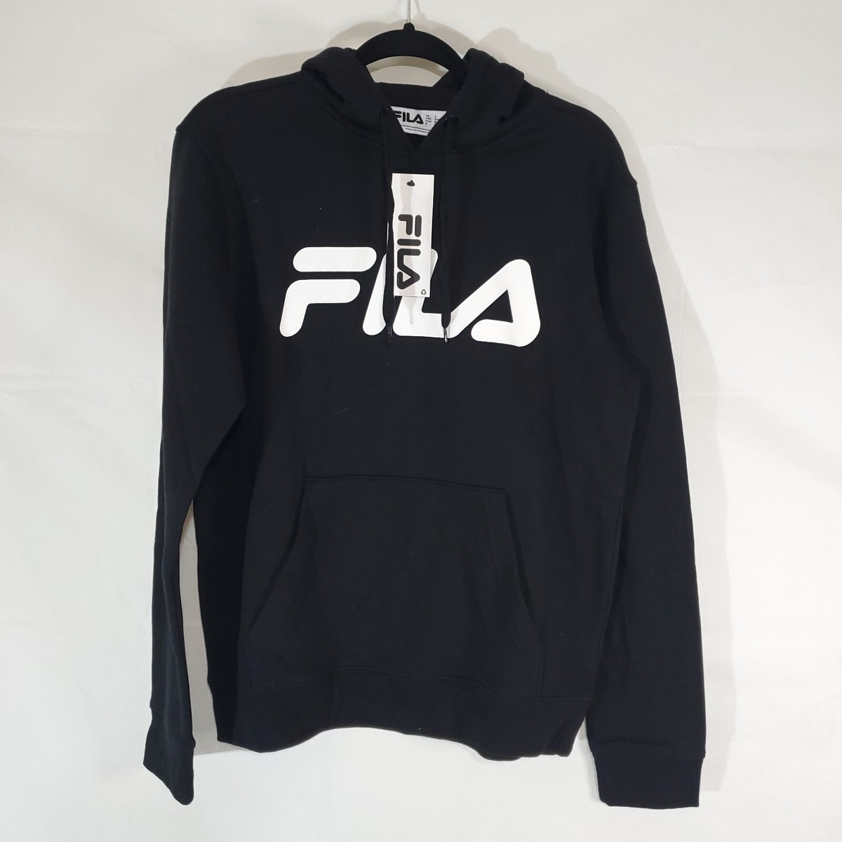 NWT MSRP $60 FILA Mens Logo Pullover Training Hoodie Black Size