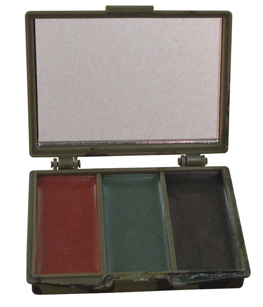 Facial Paint camo 3 color black olive and brown compact case rothco 8200