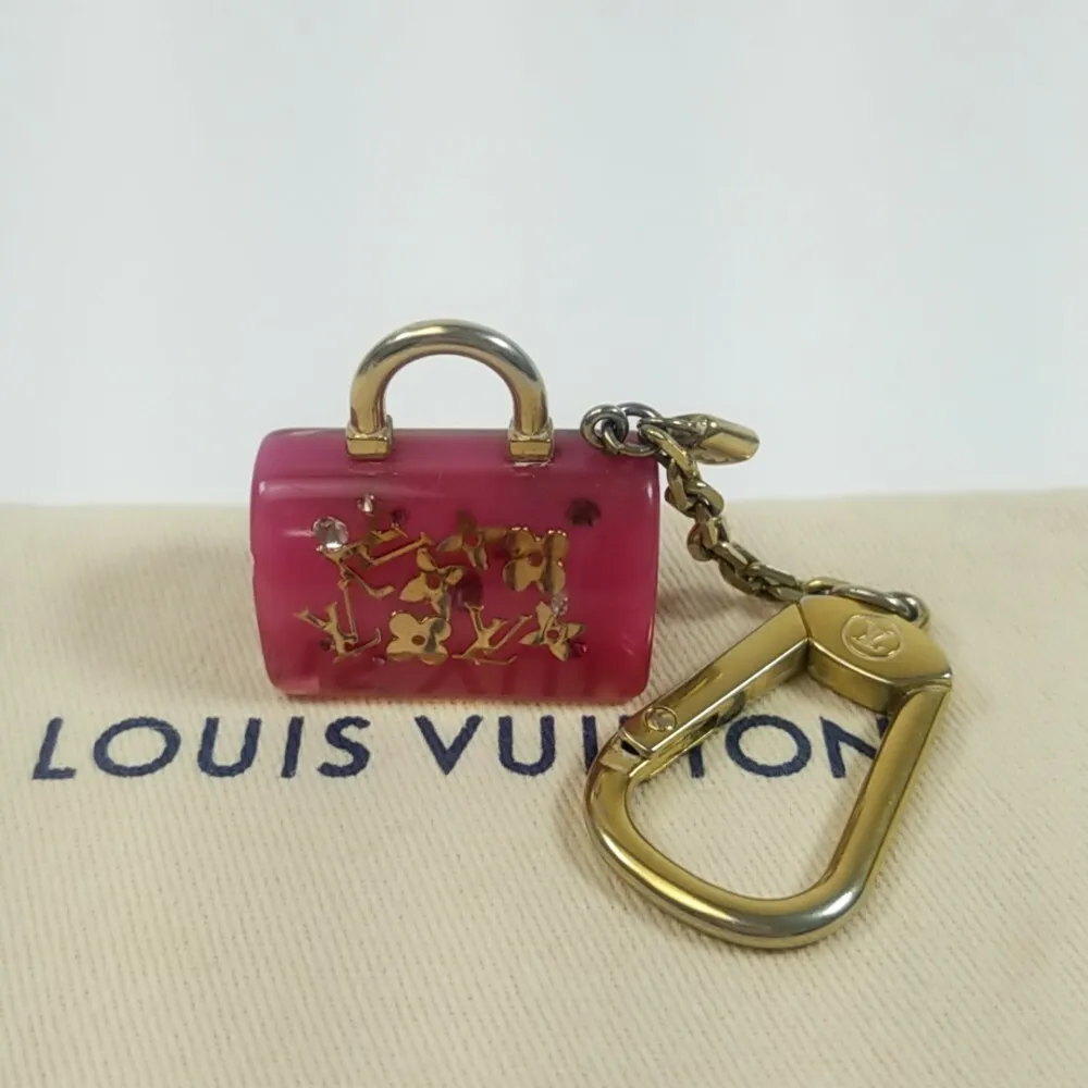 100% LOUIS VUITTON Porte Cles Speedy Inclusion Key Holder Ring Bag Charm  Pink 2