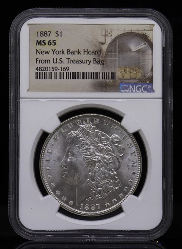 1887 Morgan Dollar New York Bank Hoard NGC MS65