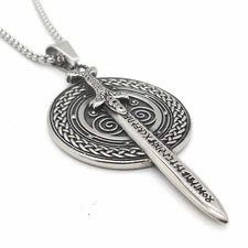  Mens Stainless Steel Nordic Norse Viking Odin Shield Pendant Necklace Men