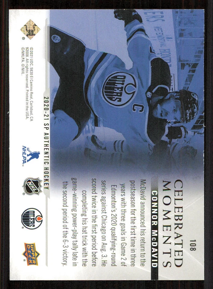 2020-21 SP Authentic #108 Connor McDavid CM - Image 2 of 2
