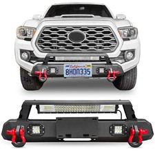 Black Steel Frontrear Bumper Wled Lights D-rings For 2016-2023 Toyota Tacoma
