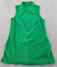 Vintage Sea Lure California Swim Cover Up Women's Sleeveless Terry Collar Green