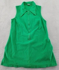 Vintage Sea Lure California Swim Cover Up Women's Sleeveless Terry Collar Green