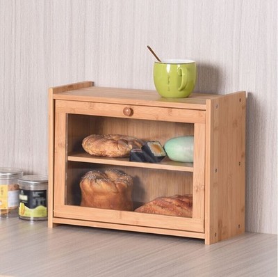 Großer Bambus Brotkasten Natur Brötchenaufsatz Holz Brotkasten für Küche Lebensmittel Aufbewahrung