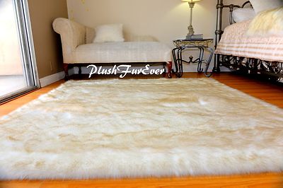 60 x 70 Brown Tip Polar Bear Accents Faux Fur Area Rug Sheepskin Rectangle 006