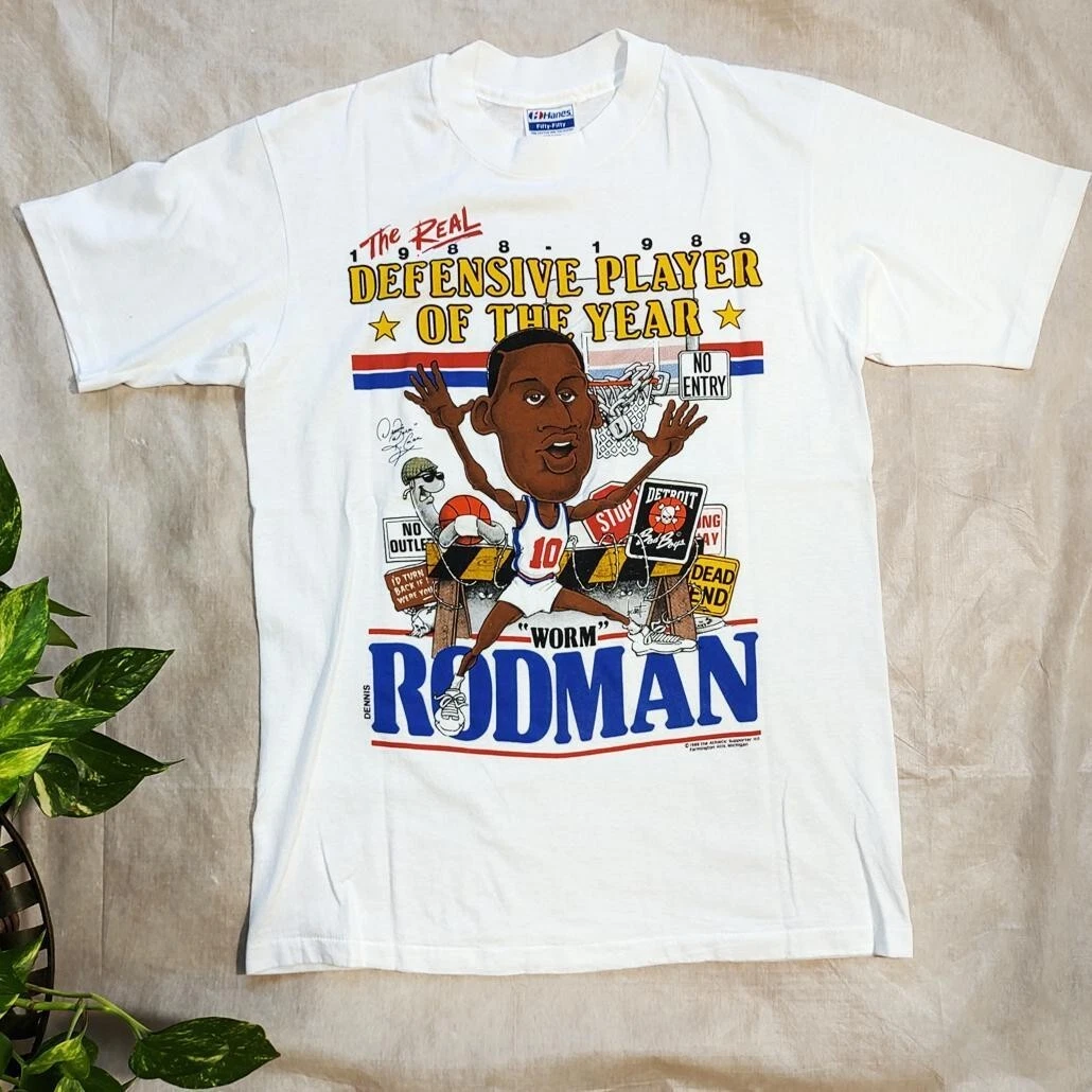 NBA Detroit Pistons Bad Boys Dennis Rodman Hanes Tee T Shirt Size