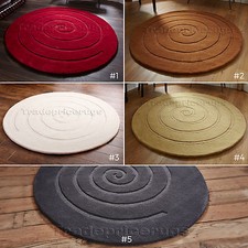 MEDIUM - LARGE THICK CHUNKY ROUND CIRCULAR CIRCLE 100% WOOL TEXTURED SPIRAL RUGS