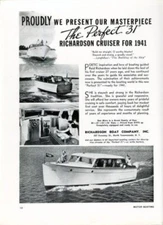 1940 RICHARDSON MOTORBOAT TONAWANADA CABIN CRUISER PERFECT 31 MARINE AD 6746