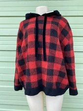 ZARA GRANPA oversized plaid  SWEATER Long Sleeve wool Small