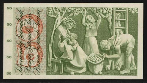 1971 Switzerland Banknote 50 Francs P# 48k Choice About Uncirculated 58 EPQ - Picture 3 of 3