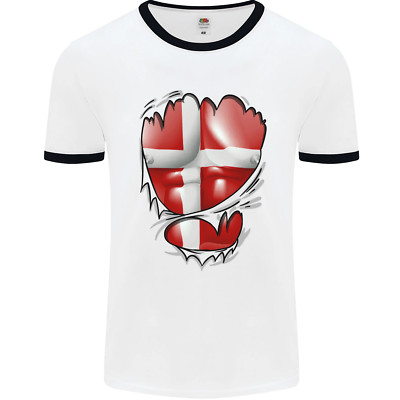 Gym Danish Flag Ripped Muscles Denmark Herren Ringer T-Shirt