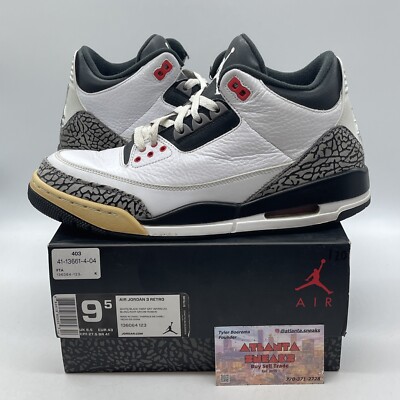 Air Jordan 3 ホワイト/グレー/ブラック US8 Size 9.5 - Air Jordan 3 Retro Infrared 23 White Leather Grey Suede