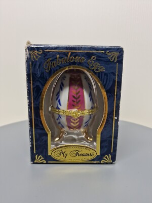 VTG My Treasure Porcelain Egg Trinket Box Fabulous Egg Hand Painted New, C14te