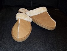 SPORTO "JASMINE" Womens Sz. Small Rust Brown Suede Faux Fur Lined MULE SCUFFS