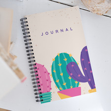 Cactus Life Spiral Notebook Journal Lined Ruled Hardcover Diary for Women