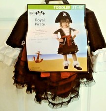 ROYAL PIRATE HALLOWEEN COSTUME TODDLER 3T-4T DRESS W/ BELT HEADPIECE FREE SHIP