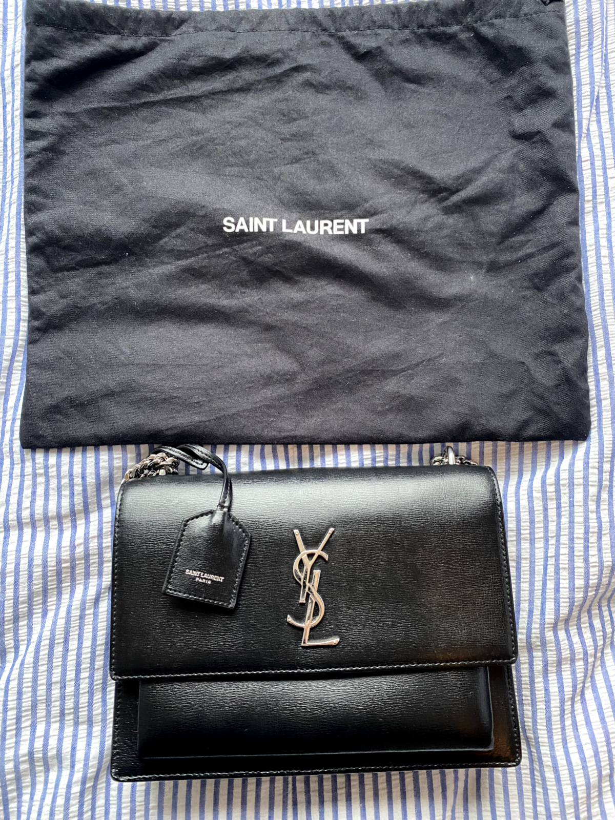 OFFERTA FANTASTICA Borsa Saint Laurent YSL Tramonto Nera con Ferramenta Argento M