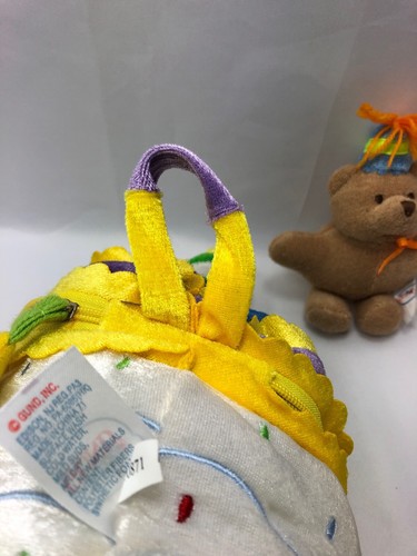 Baby Gund First Birthday Gift Set Cake soft squeaky plush musical bear crinkle - Foto 11 di 12