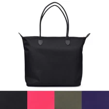 Premium Large Nylon Tote Water Resistant Top Zip Shoulder Bag Handbag