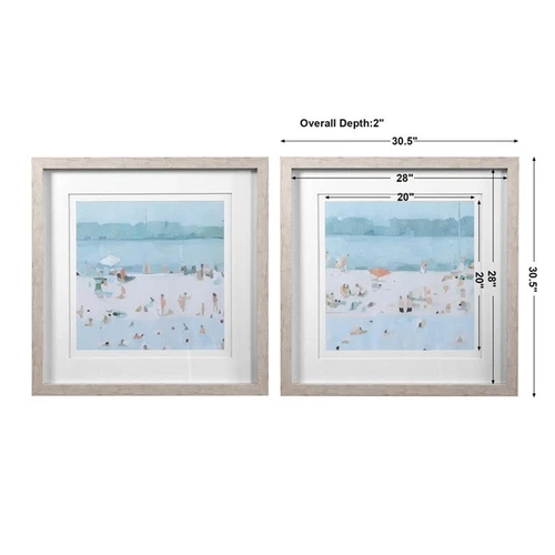 Uttermost Sea Coastal Plastic and Glass Sandbar Framed Print in Blue (Set of 2) - Picture 6 of 6