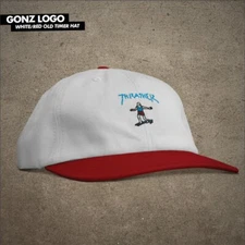 Thrasher Magazine Mark Gonzales GONZ OLD TIMER Strapback Hat WHITE/RED