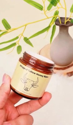 Grass Fed Tallow Whipped Skincare Balm Honey Natural Moisturizing for All Ages