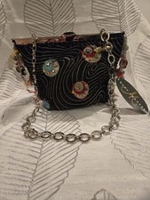 NWT Mary Frances Beaded Hard Frame Charm Embellished Evening Bag With Ring Strap