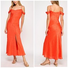 I.N. San Francisco Y2K Off Shoulder Bias Cut Slip Dress M Cowl Neck Midi Fairy