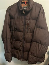 Woolrich Goose Down Puffer Jacket Mens 2XL Dark Brown Full Zip
