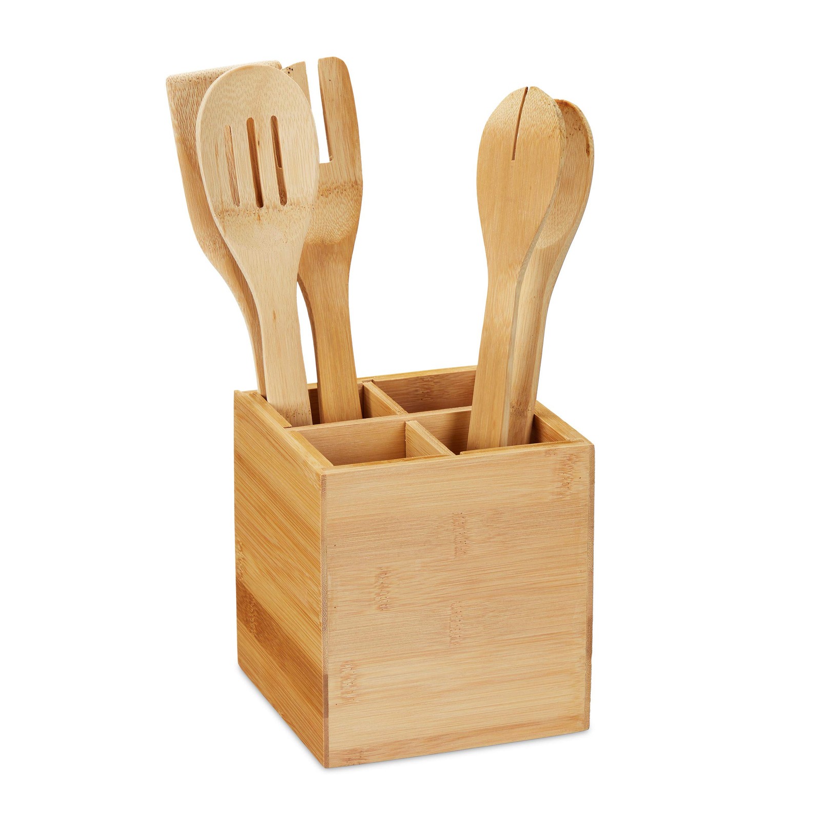Range-couverts à 4 compartiments en bambou naturel pour tiroir de cuisine