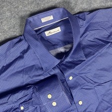 Peter Millar Long Sleeve Dress Shirt Mens XXL Blue Geometric Cotton