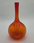 Blenko Crackle Glass Tangerine Amberina Decanter Vase #713 MCM 10.5” Joel Myers