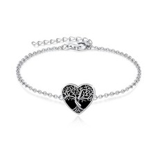 Heart Tree of Life Cremation Jewelry Urn Bracelet for Ashes for Women Memorial A