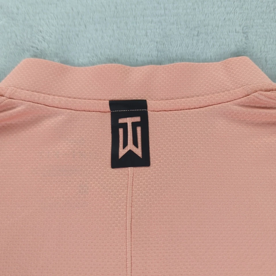 Tiger Woods Nike Dri Fit Shirt Henley Pink Short Sleeve Men Large - Image 3 of 4
