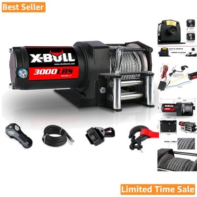 Durable 3000LBS Electric Winch with Wireless Control - Ideal for UTVs and ATVs