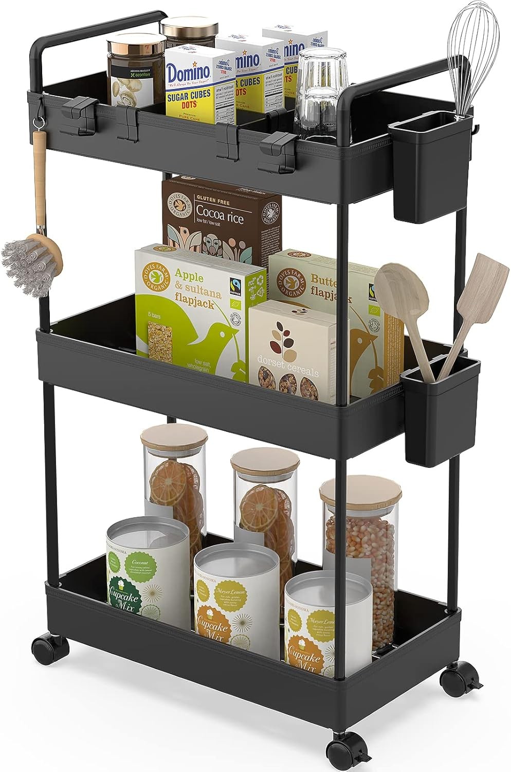Ronlap Slim Storage Trolley, 3 Tier Rolling Cart Storage Organizer, Utility Rol